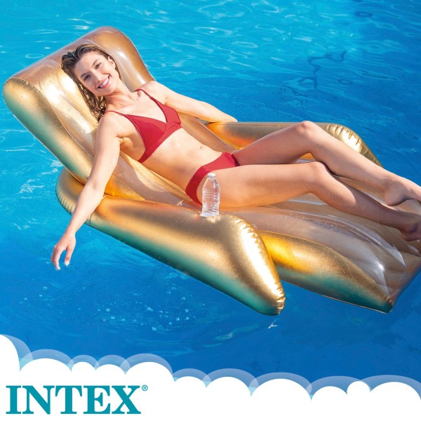 Assento Insuflável INTEX Cor Ouro com Posa-copos - Distria
