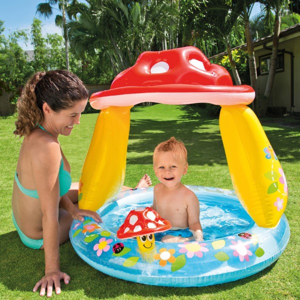 Piscina insuflável infantil Intex com cogumelo e guarda-sol | Piscinas para crianças