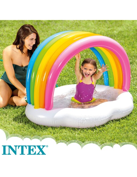 Piscina insuflável para bebês com guarda-sol e spray de água | BrinquedosOnline.pt