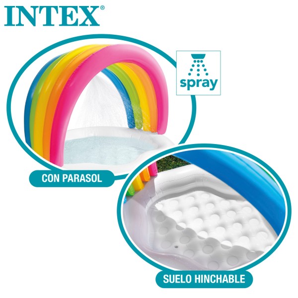 Piscina insuflável para bebês com guarda-sol e spray de água | BrinquedosOnline.pt