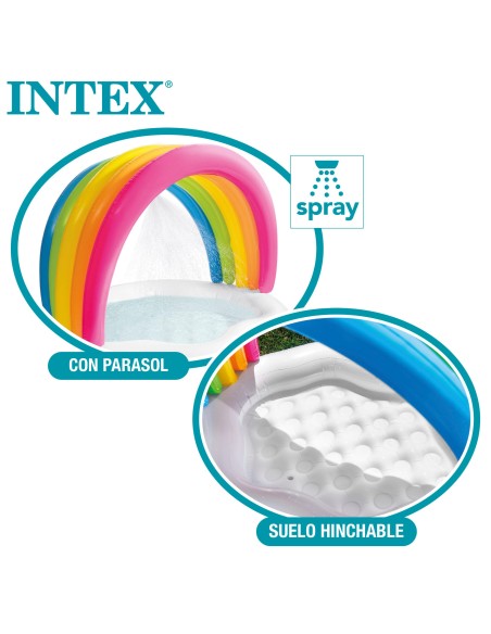 Piscina insuflável para bebês com guarda-sol e spray de água | BrinquedosOnline.pt