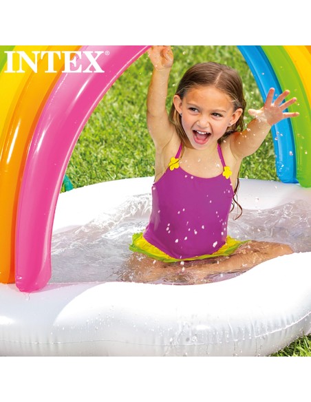 Piscina insuflável para bebês com guarda-sol e spray de água | BrinquedosOnline.pt