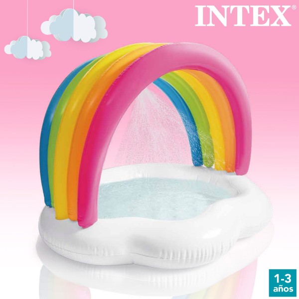 Piscina insuflável para bebês com guarda-sol e spray de água | BrinquedosOnline.pt