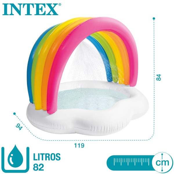 Piscina insuflável para bebês com guarda-sol e spray de água | BrinquedosOnline.pt