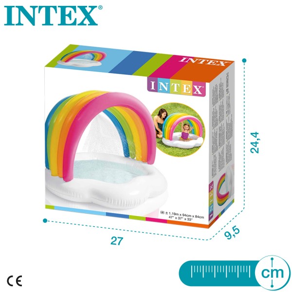 Piscina insuflável para bebês com guarda-sol e spray de água | BrinquedosOnline.pt