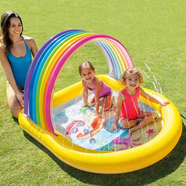 Piscina Infantil Arco-íris INTEX com Arco e pulverizador - Distria