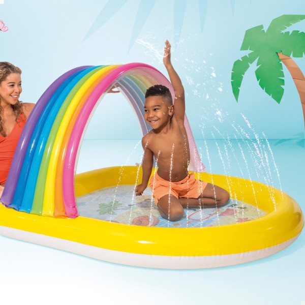 Piscina Infantil Arco-íris INTEX com Arco e pulverizador - Distria