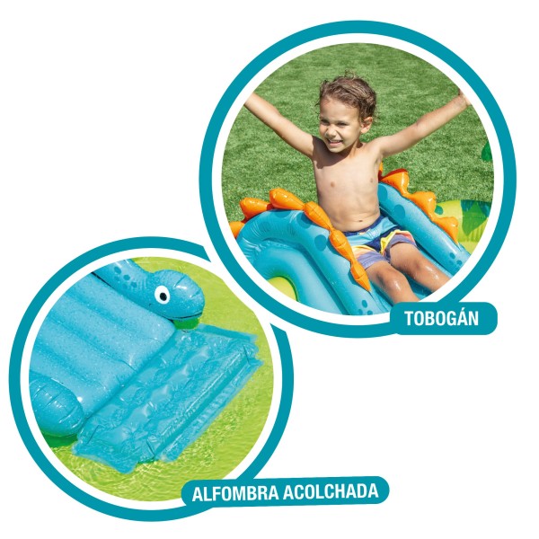 Brinquedoteca de dinossauros com escorrega e chuveiro INTEX | Distria
