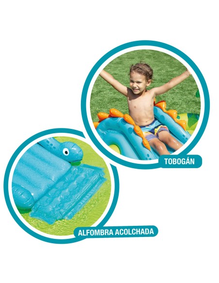 Brinquedoteca de dinossauros com escorrega e chuveiro INTEX | Distria