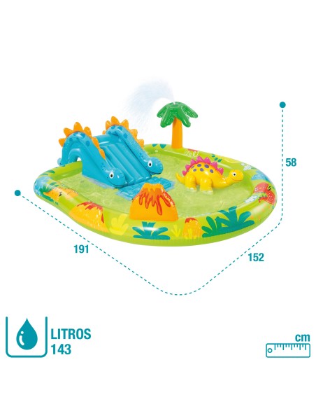 Brinquedoteca de dinossauros com escorrega e chuveiro INTEX | Distria