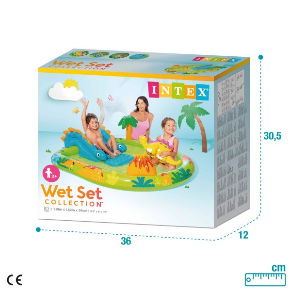 Brinquedoteca de dinossauros com escorrega e chuveiro INTEX | Distria