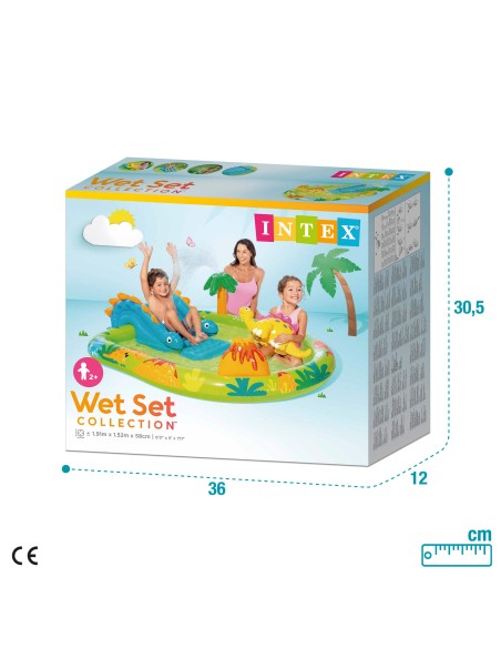 Brinquedoteca de dinossauros com escorrega e chuveiro INTEX | Distria