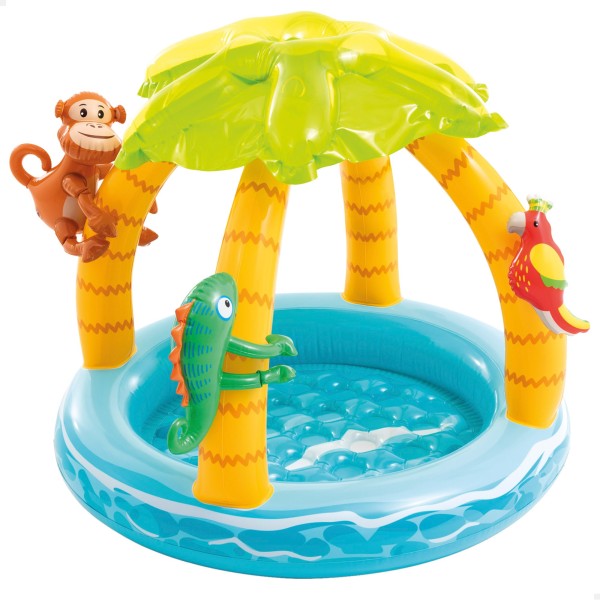 Piscina inflável tropical com toldo e animais infláveis | Distria