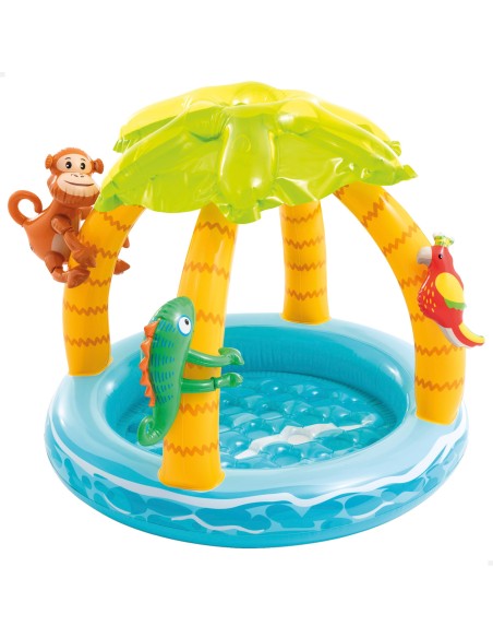 Piscina inflável tropical com toldo e animais infláveis | Distria