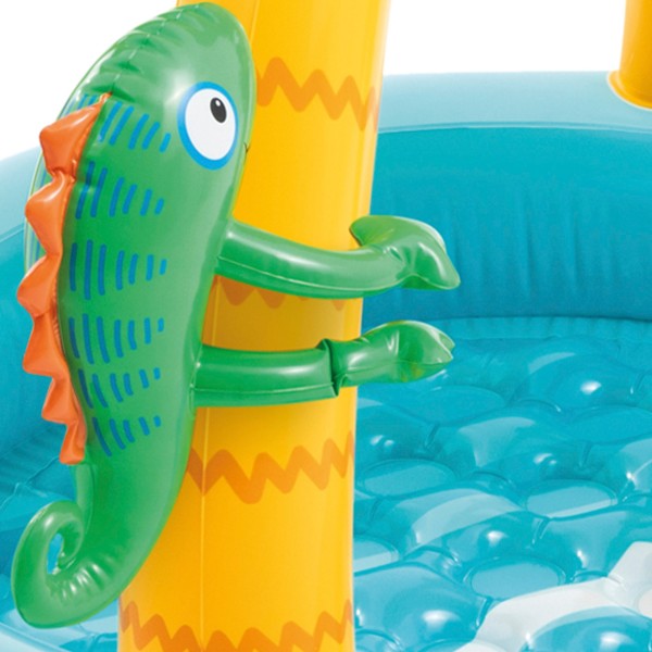 Piscina inflável tropical com toldo e animais infláveis | Distria