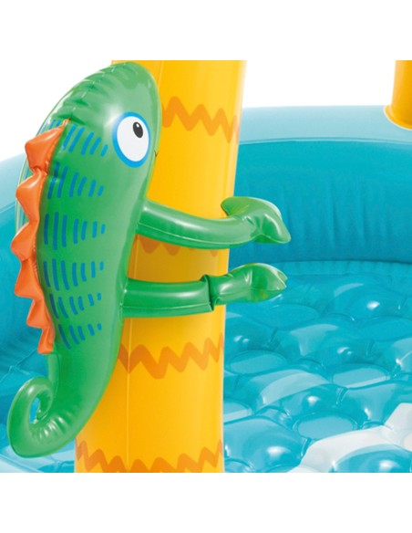 Piscina inflável tropical com toldo e animais infláveis | Distria