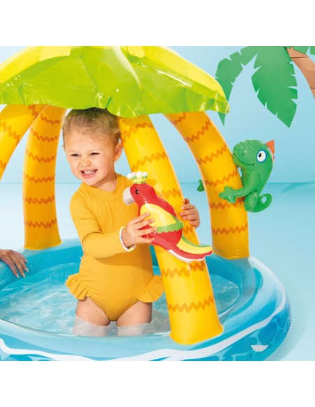 Piscina inflável tropical com toldo e animais infláveis | Distria