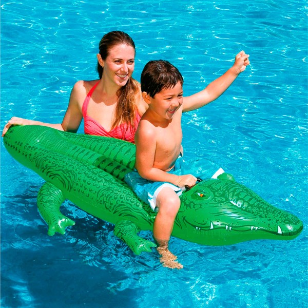 Crocodilo insuflável para a praia ou a piscina | Colchões e figuras insufláveis originais online em Distria