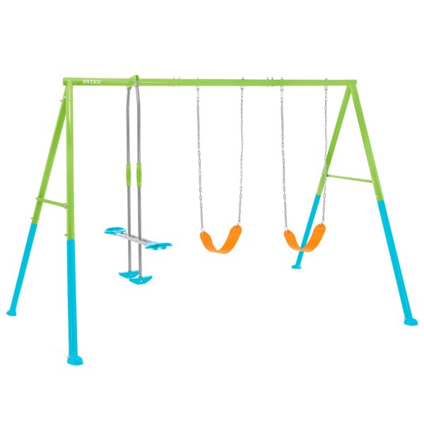 Balanço de jardim infantil duplo e gangorra INTEX | Distria
