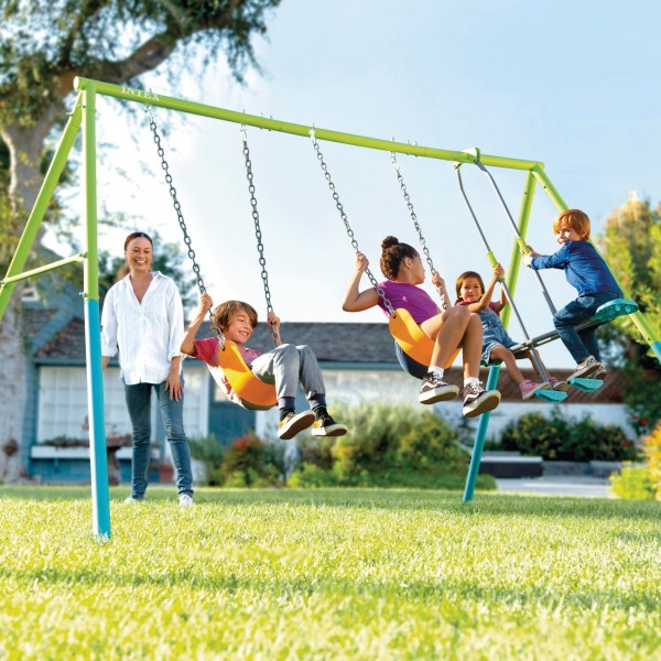 Balanço de jardim infantil duplo e gangorra INTEX | Distria