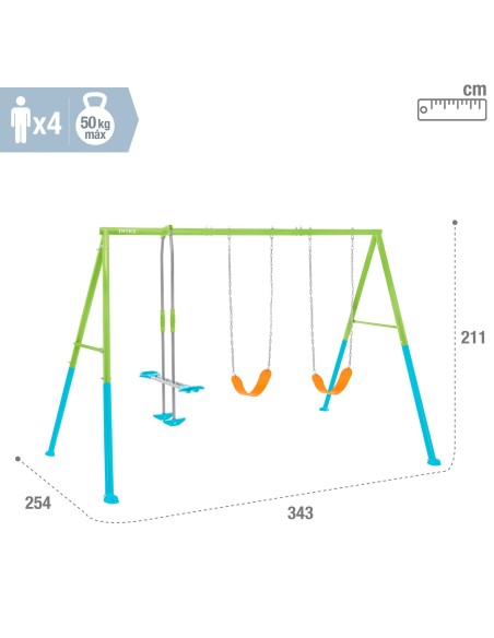 Balanço de jardim infantil duplo e gangorra INTEX | Distria