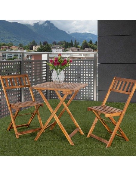Cadeiras e mesa de madeira para jardim | Distria