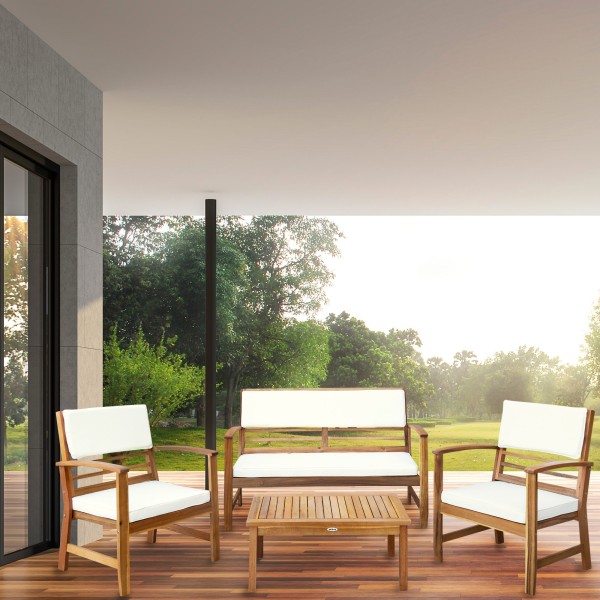 Conjunto jardim Mesa, banco e cadeirões Aktive Garden | Distria