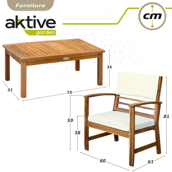 Conjunto jardim Mesa, banco e cadeirões Aktive Garden | Distria