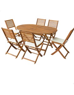 Conjunto de móveis de terraço em madeira 6 pessoas | Distria
