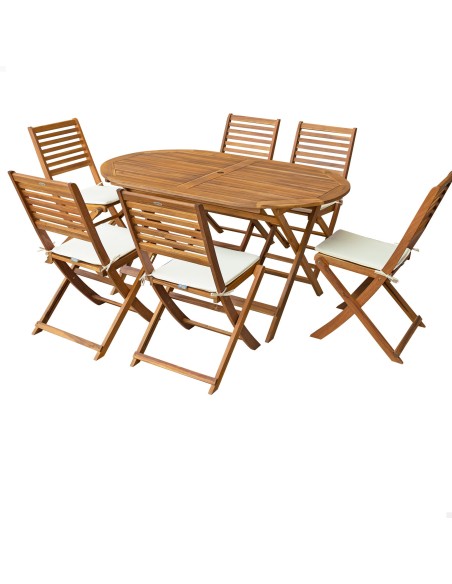 Conjunto de móveis de terraço em madeira 6 pessoas | Distria