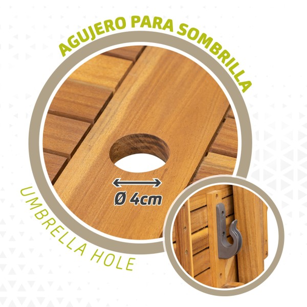 Conjunto de móveis de terraço em madeira 6 pessoas | Distria