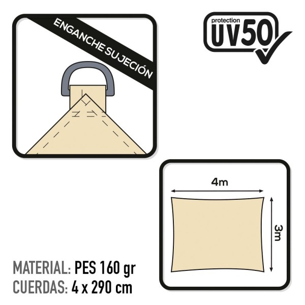 Toldo de vela retangular | Decoração exterior | Distria