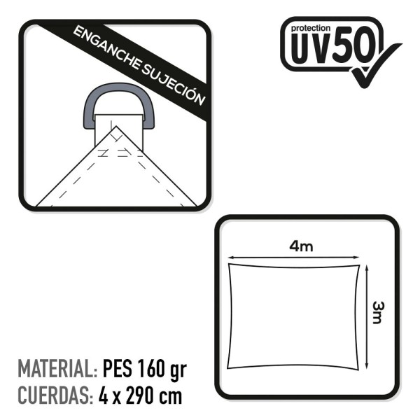 Acessórios de jardim | Toldo de vela retangular | Proteção solar UV50