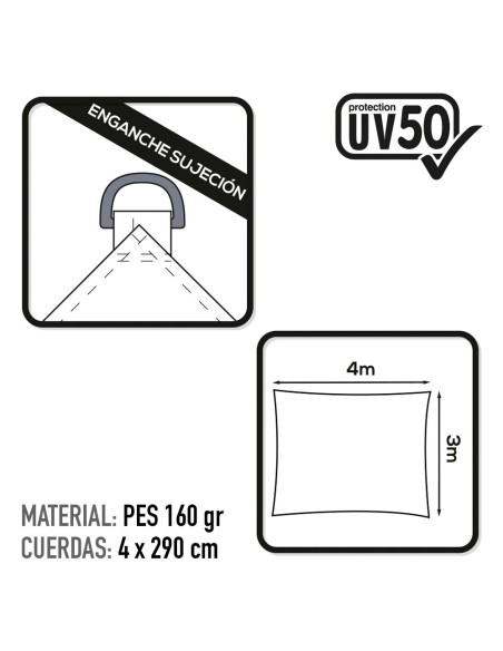 Acessórios de jardim | Toldo de vela retangular | Proteção solar UV50