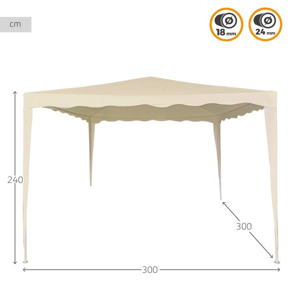 Grande gazebo de jardim de 9 m² em tom creme Aktive | Distria