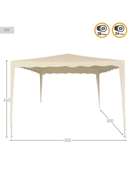 Grande gazebo de jardim de 9 m² em tom creme Aktive | Distria