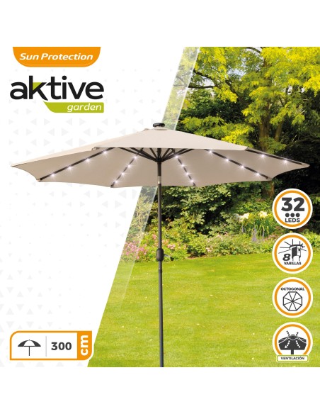 Guarda-sol de terraço Ø300 cm 32 LED | Guarda-sóis