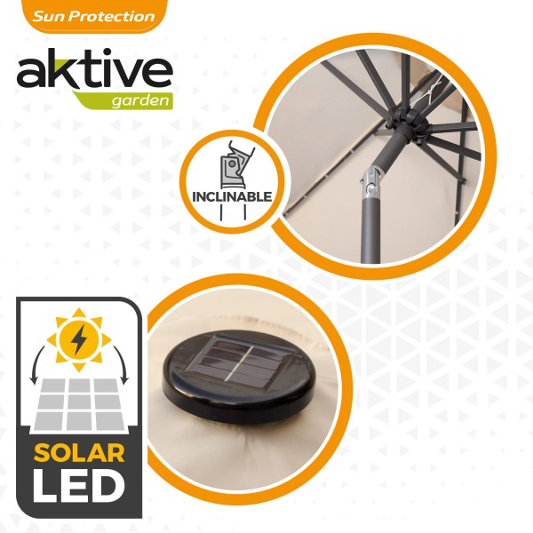 Guarda-sol de terraço Ø300 cm 32 LED | Guarda-sóis