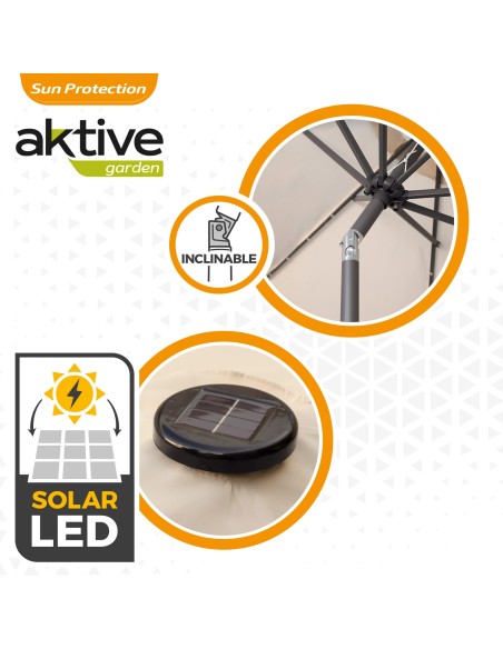 Guarda-sol de terraço Ø300 cm 32 LED | Guarda-sóis