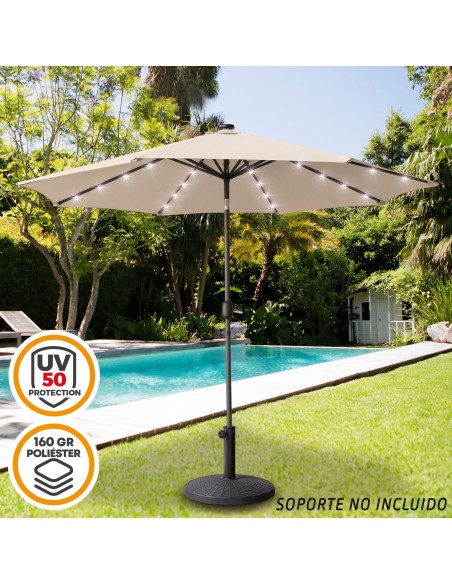 Guarda-sol de terraço Ø300 cm 32 LED | Guarda-sóis