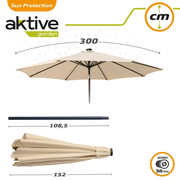 Guarda-sol de terraço Ø300 cm 32 LED | Guarda-sóis
