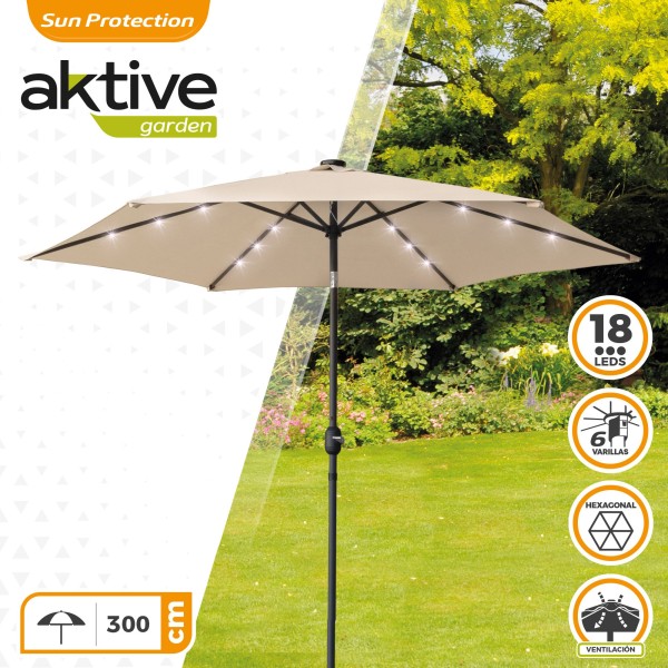 Guarda-sol de terraço Ø300 cm 18 LED | Guarda-sóis