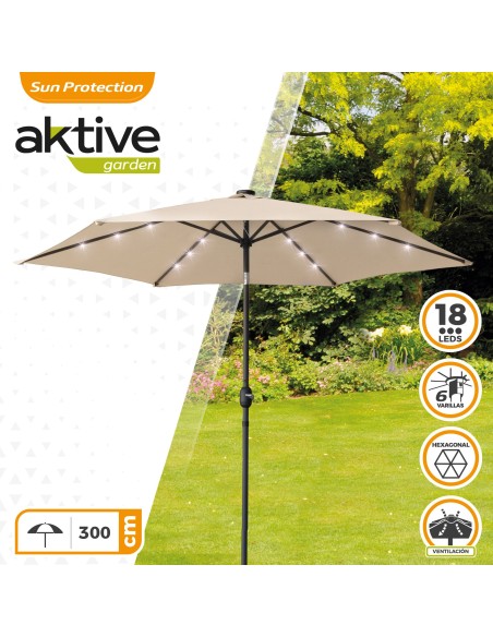 Guarda-sol de terraço Ø300 cm 18 LED | Guarda-sóis