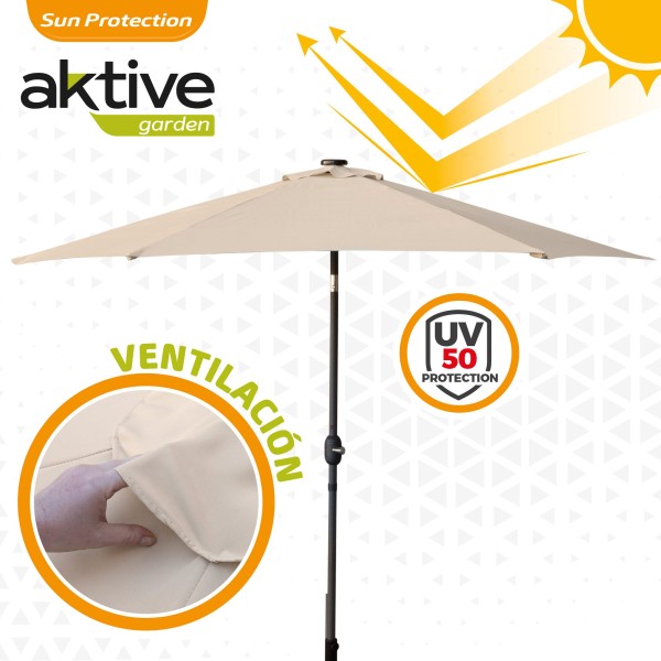 Guarda-sol de terraço Ø300 cm 18 LED | Guarda-sóis