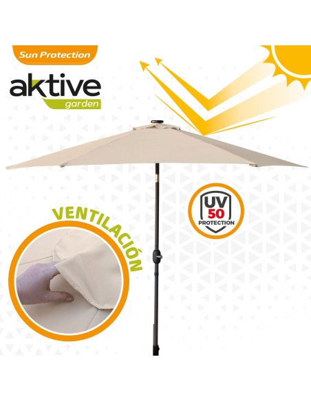 Guarda-sol de terraço Ø300 cm 18 LED | Guarda-sóis