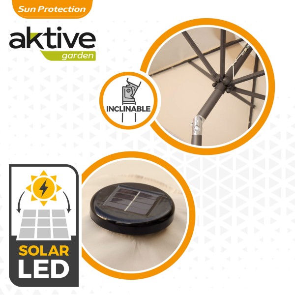 Guarda-sol de terraço Ø300 cm 18 LED | Guarda-sóis