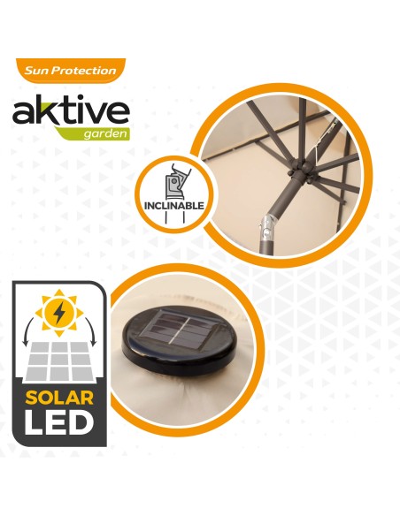 Guarda-sol de terraço Ø300 cm 18 LED | Guarda-sóis