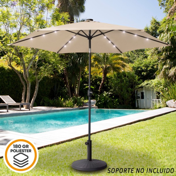 Guarda-sol de terraço Ø300 cm 18 LED | Guarda-sóis