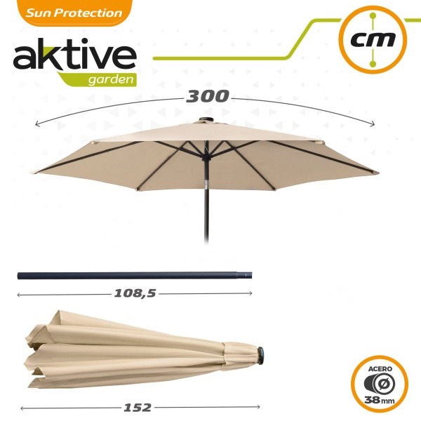 Guarda-sol de terraço Ø300 cm 18 LED | Guarda-sóis