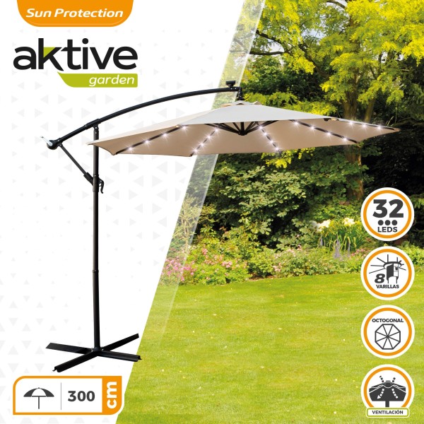 Guarda-sol excêntrico 32 luzes LED | Viseiras